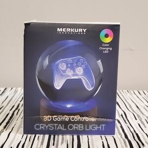 Color Changing Crystal Orb 3D Floating Game Controller Light with Wooden Base